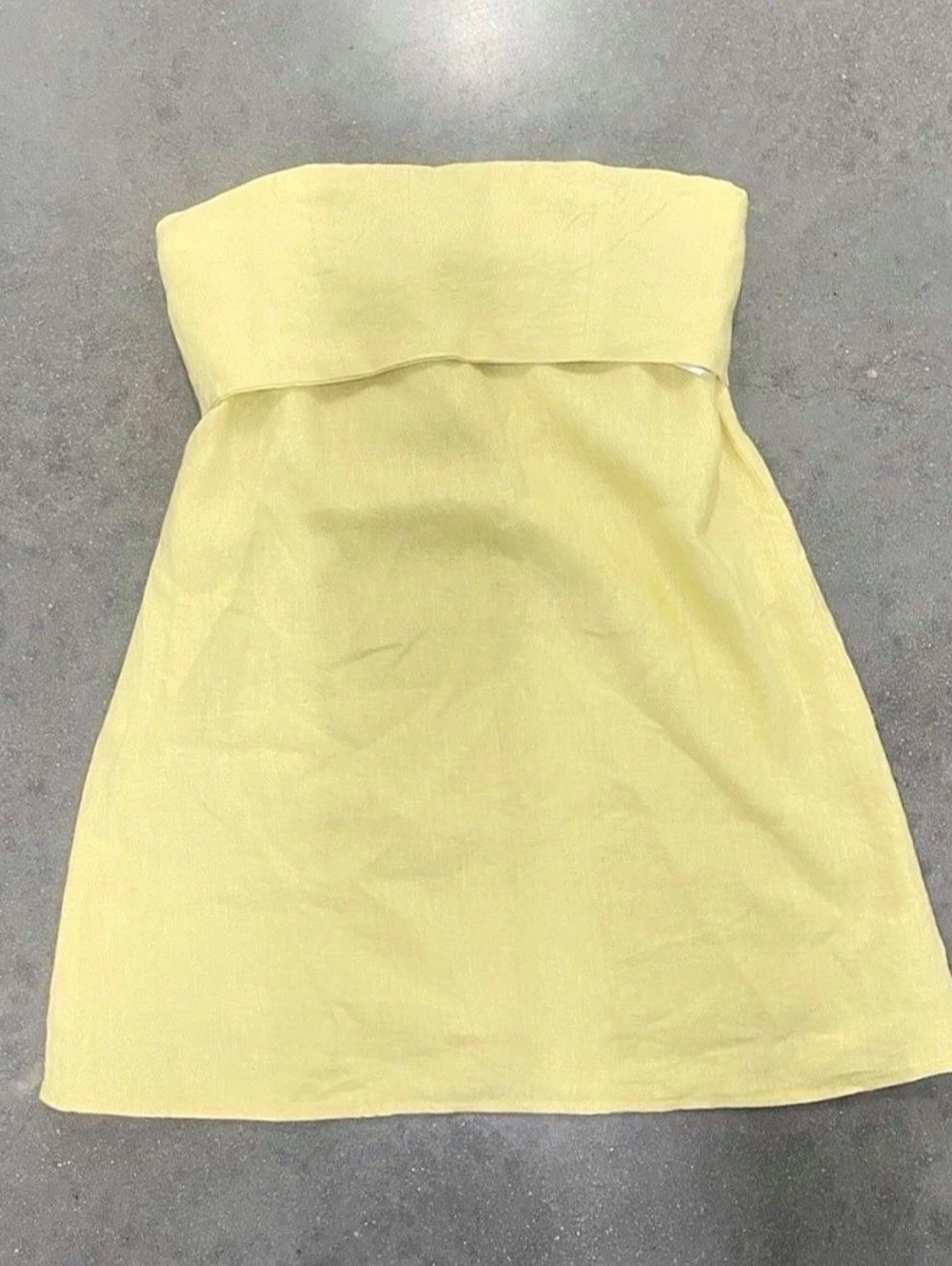 Reformation Linen Dress Strapless Mini Yellow Size 10